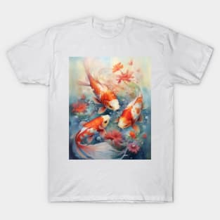 Japanese Golden Koi Fish Swimming T-Shirt